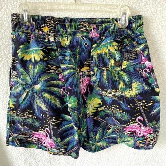 Polo Ralph Lauren Tropical Print Flamingo Swim Trunks Size Medium - Picture 2 of 7